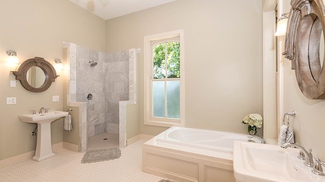 Curved Corner Shower Stall in small bathroom