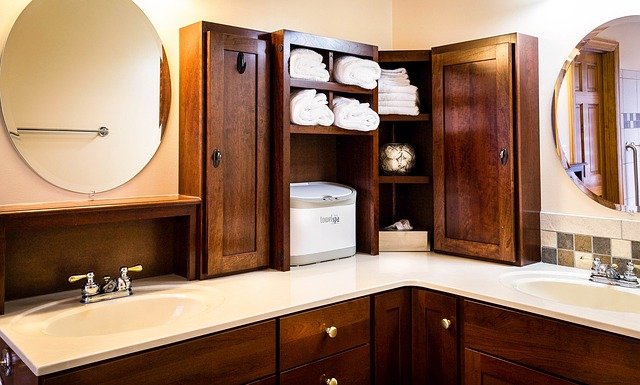 Built-in Storage in small bathroom